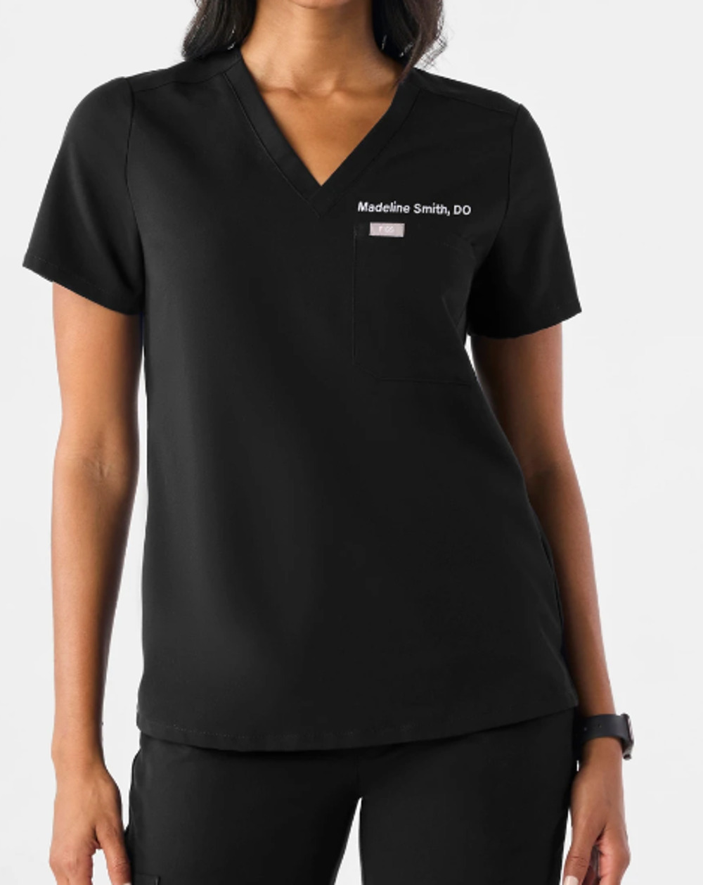 NWT FIGS Women's Catarina One-Pocket Scrub Top Black Size Medium